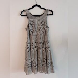 Free People Sleeveless Lace-Trim Midi Dress, Grey Green, Size 10